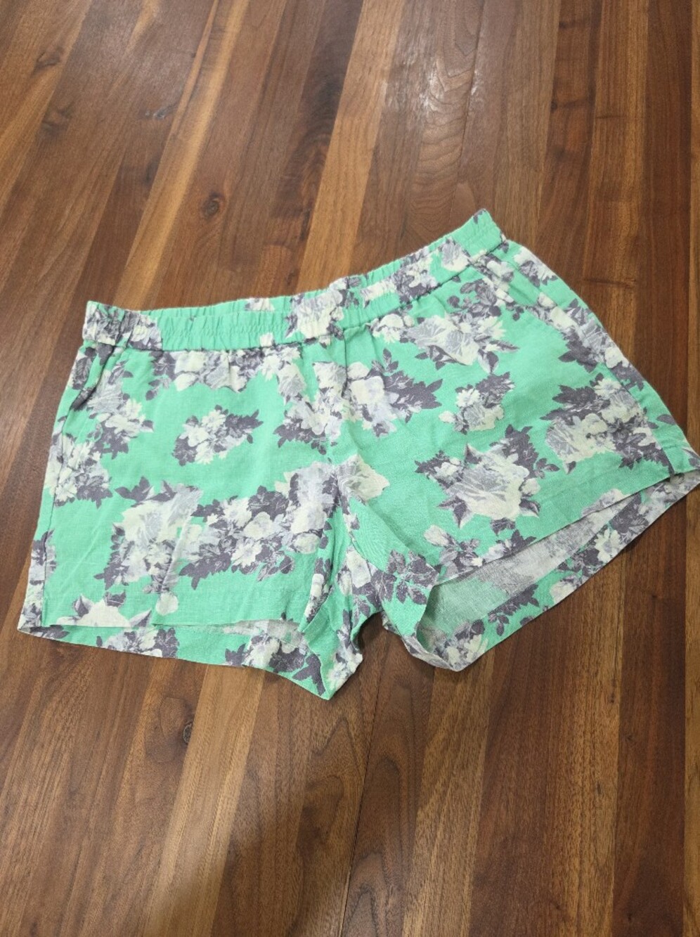 Kut From The Kloth 100% Linen Floral Mint Green Women's Shorts Size 10